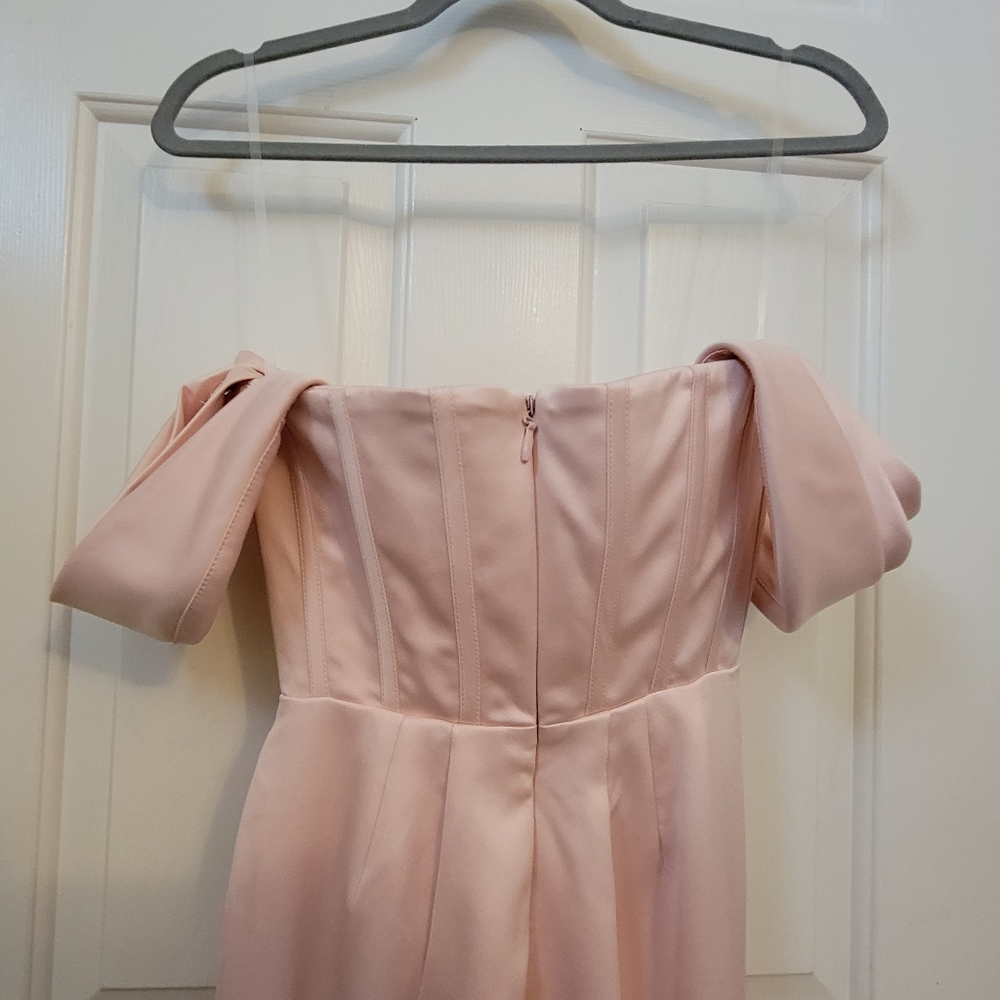 SOLD House of CB Genevieve Satin Blush Dress - Picture 7 of 10